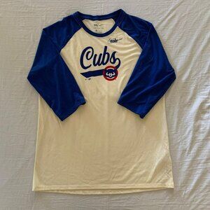 Nike Blue and White Chicago Cubs 3/4 Sleeve Tee